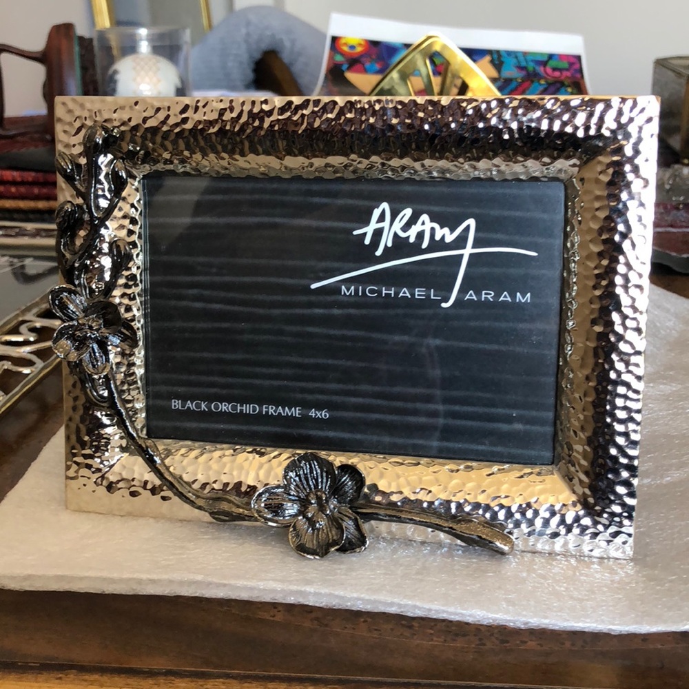 Michael Aram black orchid 4x6 photo frame. New